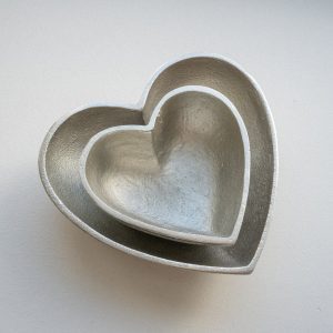 Silver Heart Bowls | Set of 2