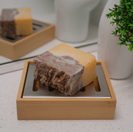Bathroom soap holder with bar of soap